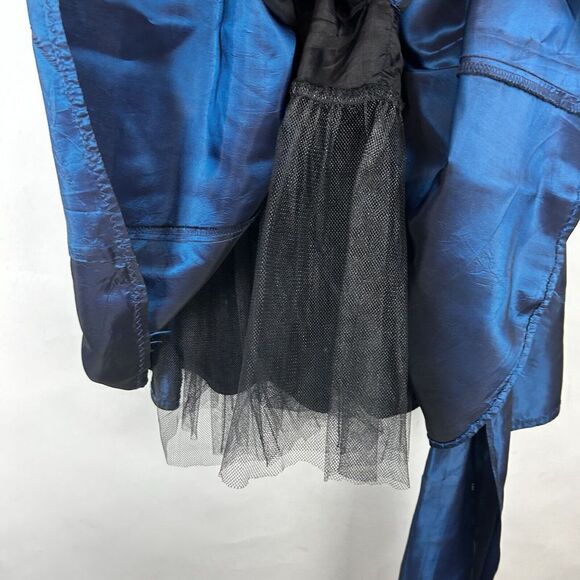 GUNNE SAX vintage 80s Dress Fit & flare ruffle frill metallic cobalt blue size 5 - Picture 8 of 9